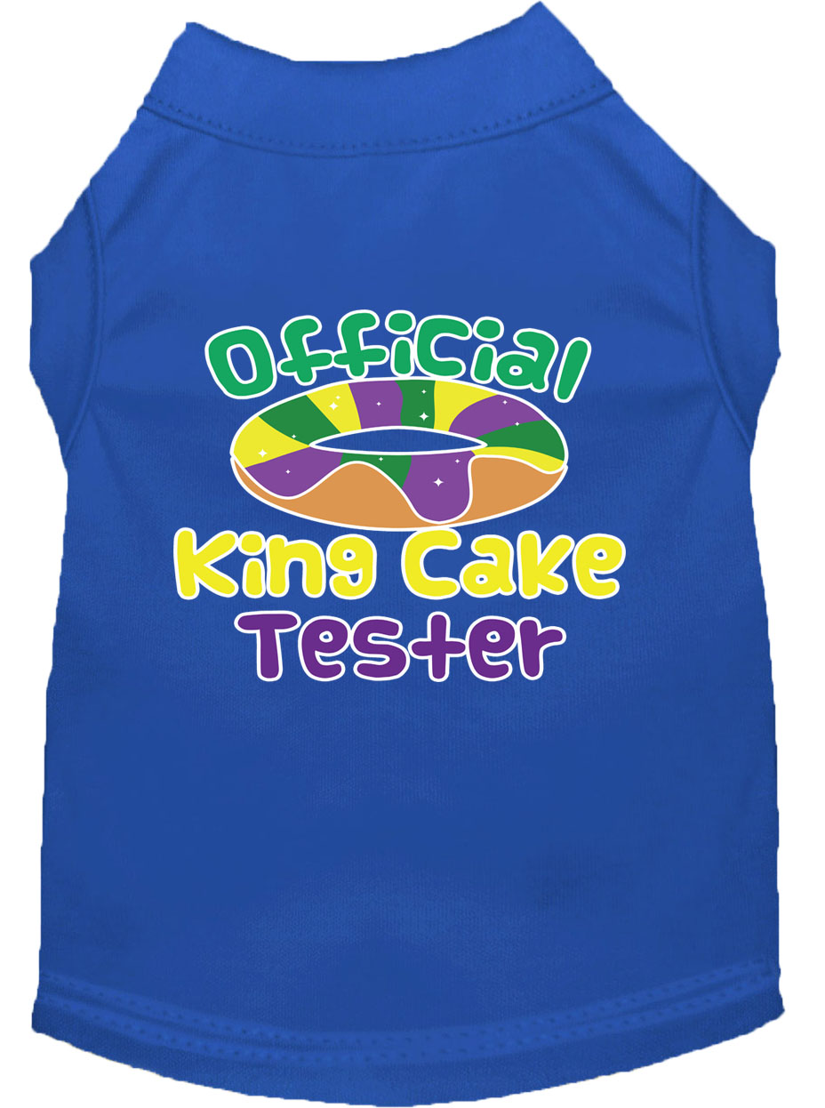 King Cake Taster Screen Print Mardi Gras Dog Shirt Blue Sm